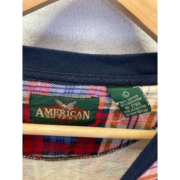 Vintage 90's American Outpost Grandpa Sweatshirt Mens Large L Boxy Tartan Plaid - Picture 3 of 14